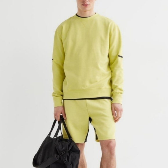 New Mens H&M Relaxed Fit Sweatshirt Yellow Pullover Crew Neck Sweater Size Large - Picture 3 of 9